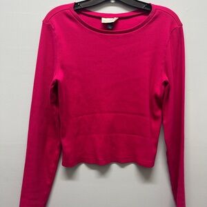 EUC Dark hot pink slightly cropped longsleeve shirt